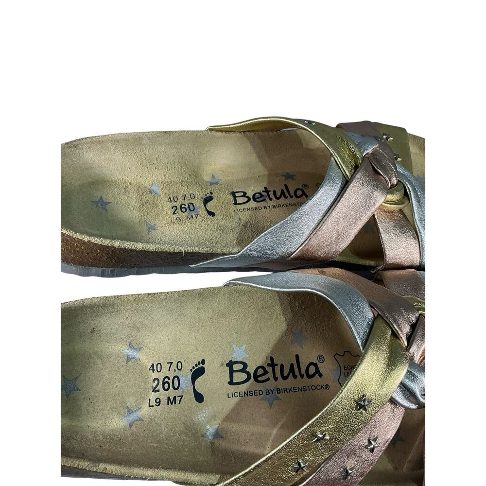 Birkenstock Betula Women's US9 EU40 Metallic Gold Braided Strappy Slide sandals - Picture 3 of 8